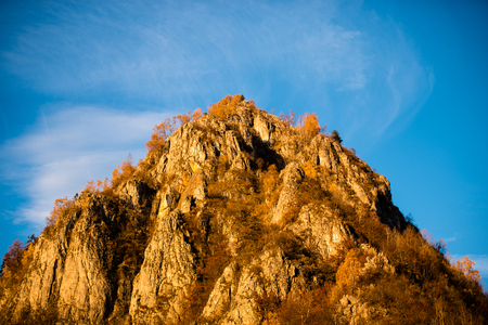 Mountain peak on the sunsetの写真素材