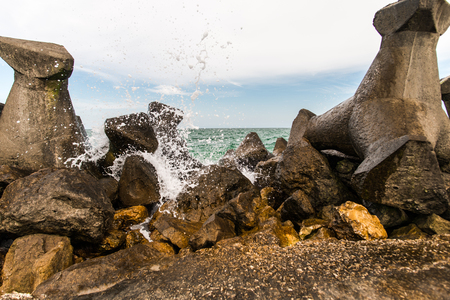 Sea concrete blocksの写真素材