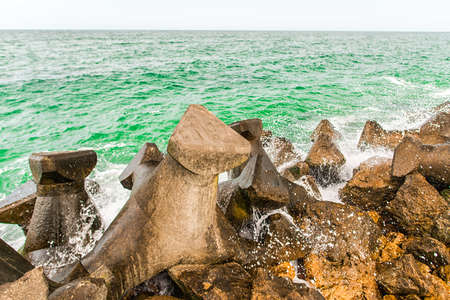 Sea concrete blocksの写真素材