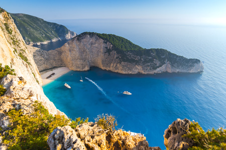 Sea view with Navagio Beachの写真素材