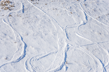 traces on the snowの写真素材