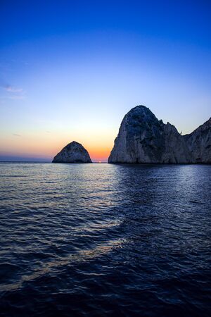 Keri caves at the sunset ,Zakynthos island , Greeceの写真素材