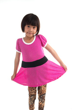 Portrait of a emotional beautiful little girl, Isolated on whiteの写真素材