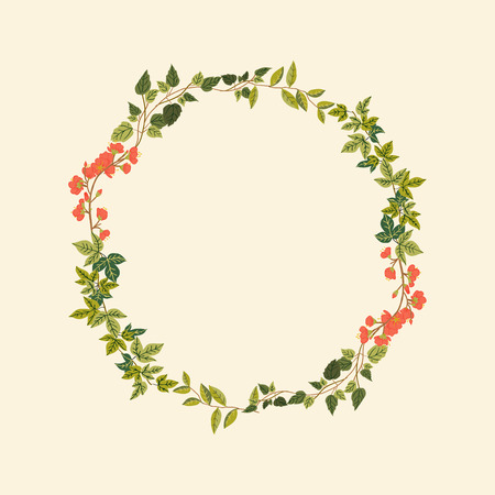 Beautiful greeting card with floral wreath.のイラスト素材