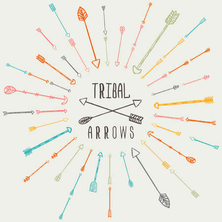 Set of tribal traditional arrows. Decorative elements for your design.のイラスト素材