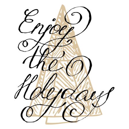 Greeting card with Christmas typography text. Calligraphy and lettering overlay.のイラスト素材