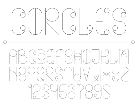 Modern line alphabet with circles. Hipster abstract vector font.のイラスト素材