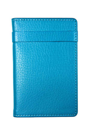 Blue note book isolated on white backgroundの写真素材