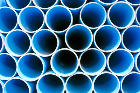 Blue PVC pipe is a important construction materials.の写真素材