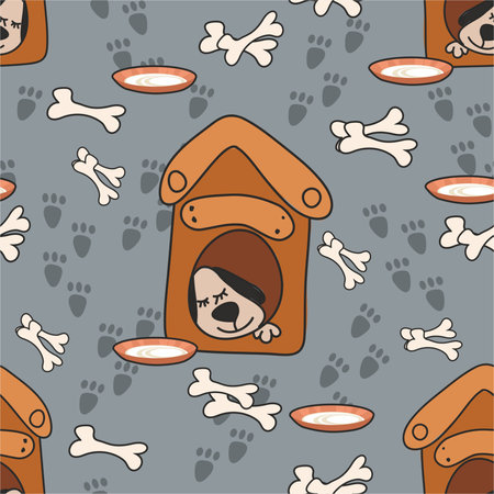pattern with a dog and a bone. vectorのイラスト素材
