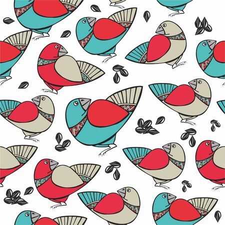 pattern with birds and seedsのイラスト素材