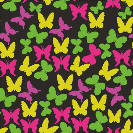 pattern with butterflies on a black background. illustrationのイラスト素材