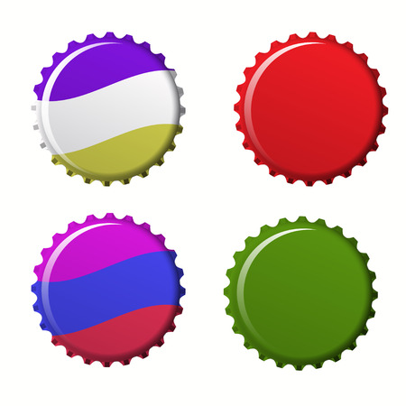 Isolated set of colorful bottle caps. Cover of juice on  white background vectorのイラスト素材
