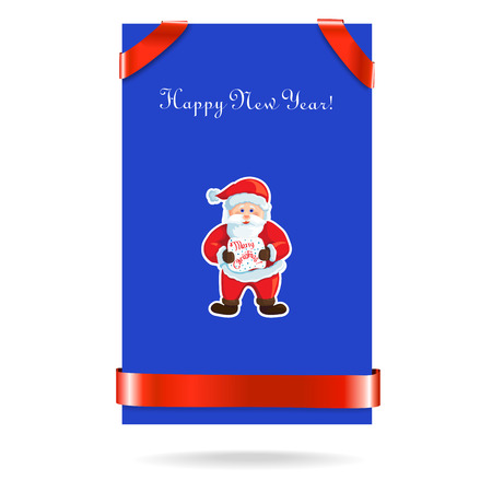 Santa Claus on blue card with a red ribbon. Vectorのイラスト素材