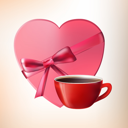 Cup and box of chocolates. Valentine day. vectorのイラスト素材