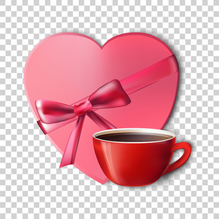 cup and  box of chocolates on transparent background. vectorのイラスト素材