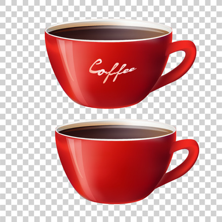 Set red cup on transparent background. vectorのイラスト素材