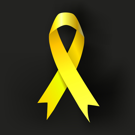 Childhood Cancer Awareness Yellow Ribbon on dark background. Vectorのイラスト素材