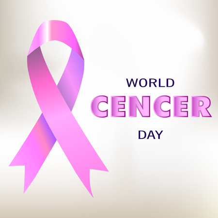 World cancer day vector illustration banner card with ribbonのイラスト素材