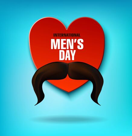 International Men s Day. Men s mustache. Heart. Vector illustrationのイラスト素材