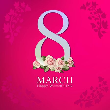 March 8 greeting card. Background template for International Womans Day. Vector illustrationの写真素材