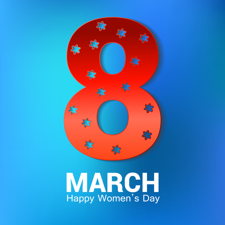 8 March greeting card template isolated on blue.vectorの写真素材