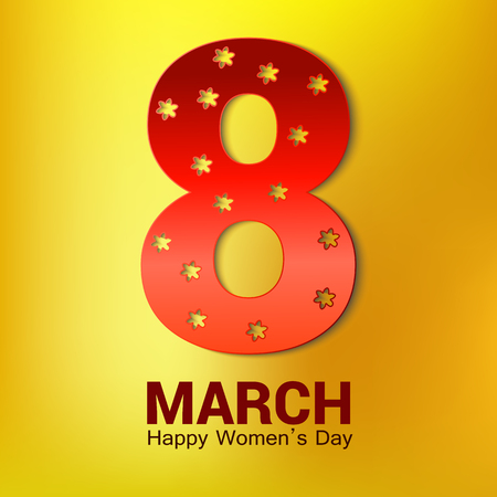 8 March greeting card template isolated on yellow.vectorの写真素材