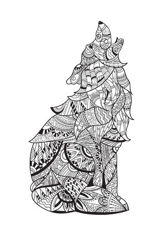 Dog is zentagle. Coloring page. Vectorのイラスト素材