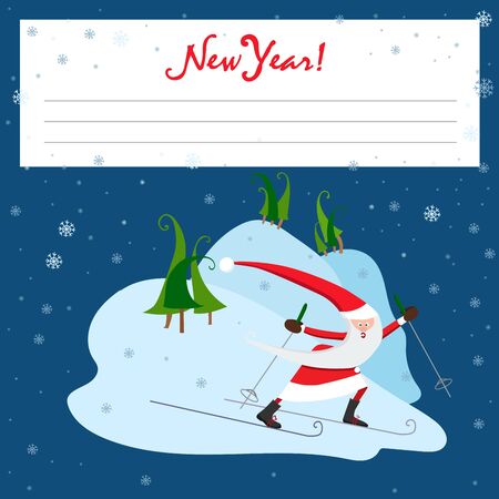 New Year picture with Santa. Place for text. Vector illustrationのイラスト素材