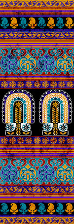 Seamless indian border. Ethnic ornament. Vector illustration.の写真素材