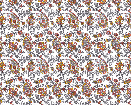 Seamless paisley pattern in indian style. Vector illustrationの写真素材