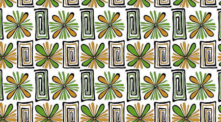 Seamless vector decorative hand drawn pattern. ethnic endless background with ornamental decorative elements with traditional etnic motives,の写真素材
