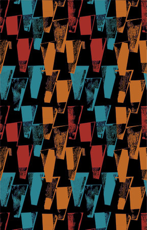 abstract seamless pattern with geometric elements in retro style, vector illustrationの写真素材