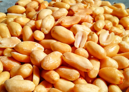 Peanuts in the market, close-up, macro photo.の写真素材