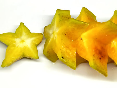 Carambola or star fruit isolated on white background with clipping pathの写真素材
