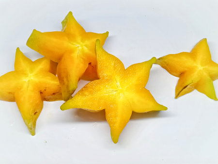 Star fruit on white background. Carambola or star apple.の写真素材