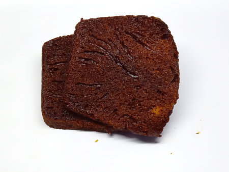 slices of bread on a white background, close-upの写真素材