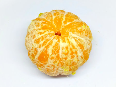 tangerine on a white background, closeup of photo.の写真素材