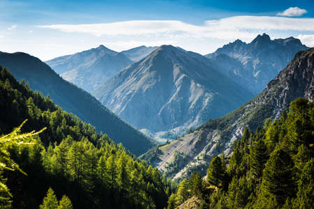 Landscape with mountains in Livigno during the summer day, Italy.