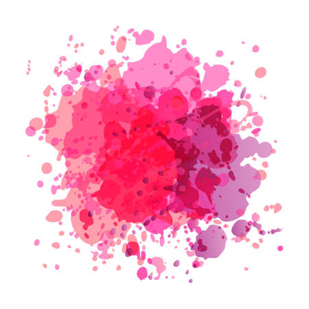 Drops of paint pink and purple colors on a white, vector illustration EPS 10 imitating watercolor, abstract background for text, eye-catching multicolor spot, design element, can be used for flyer, advertising.のイラスト素材
