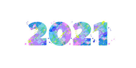 2021 Merry Christmas and A Happy New Year banner. Creative vector typography digits with...