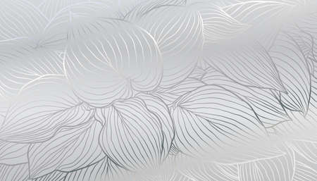 Luxurious art deco silver leaves hand drawn line art. Wallpaper design for print, poster, cover, banner, fabric, invitation. Digital vector illustration.のイラスト素材