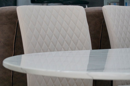 Luxury Marble stone top dining table and chairs set with golden color metal base and frame....