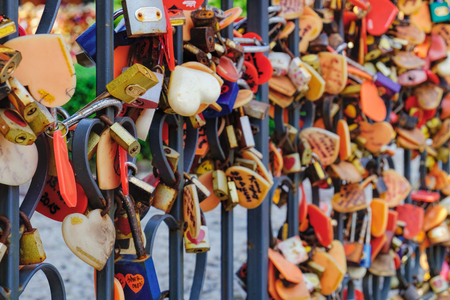 Juliet Love Garden with its many Love padlocks in Asiatique The Riverfront. It is a large open-air shopping mall in Bangkok, Thailandのeditorial素材