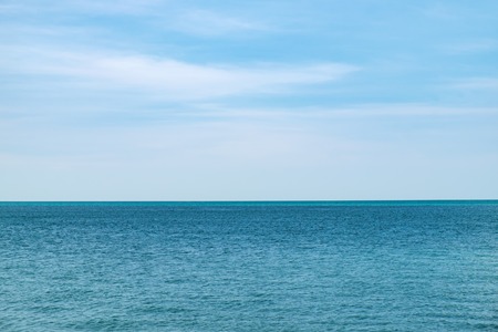 A simple seascape, the blue sea and the clear sky in Langkawi Island, Malaysia. Abstract natural backgroundの写真素材