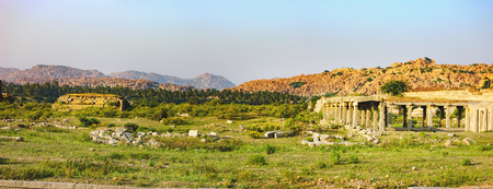 Market complex on the way to the Vitthala temple, Hampi, Karnataka, India.の写真素材