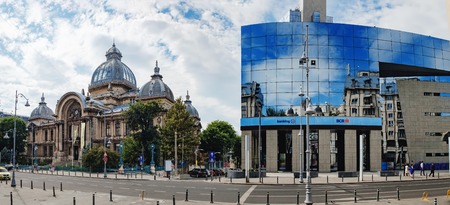 Bucharest, Romania - September 9, 2017: Panoramic view of the The CEC Palace, The Palace of the...
