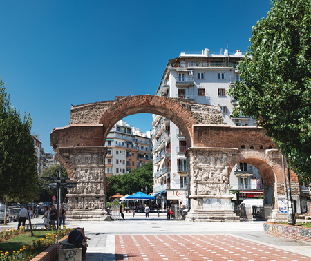 Thessaloniki, Greece - September 14, 2017: The Arch of Galerius in the center of city of Thessaloniki, Central Macedonia, Greeceのeditorial素材