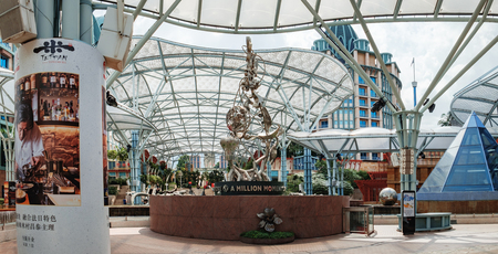 Sentosa Island, Singapore - January 18, 2018: Lake of Dreams is spectacular at Resorts World Sentosa integrating sound and light effects pyrotechnics and water.のeditorial素材