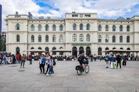 Oslo, Norway - August 3, 2018: Oslo Central Railway Station Ostbanehallen on Jernbanetorget Square in Oslo, Norwayのeditorial素材